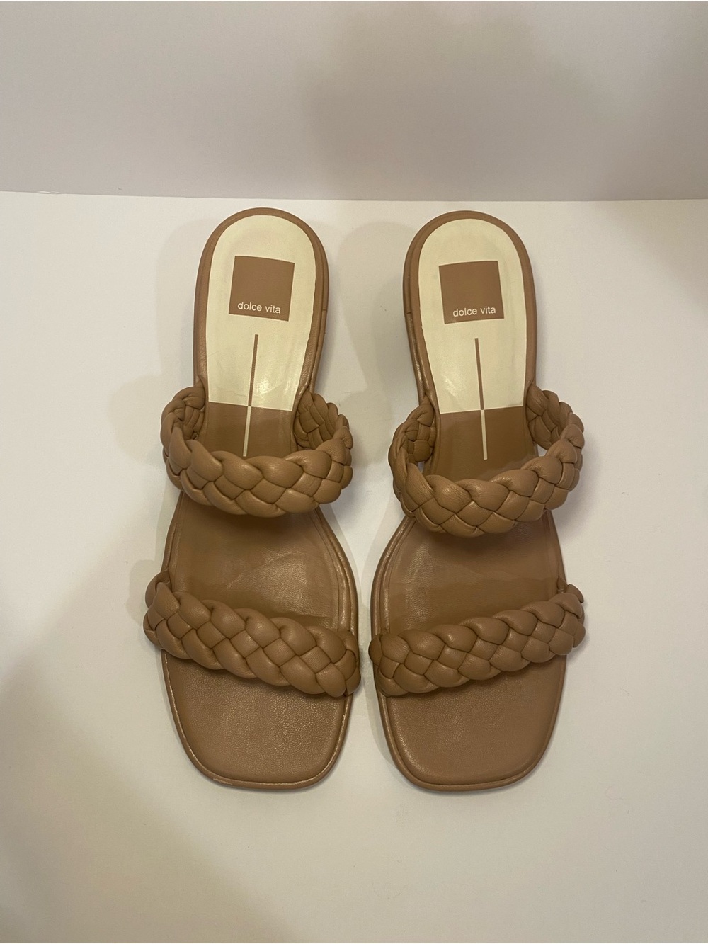 Dolce Vita Braided Double-Strap Slide Sandals in Tan 9.5 Excellent Condition
